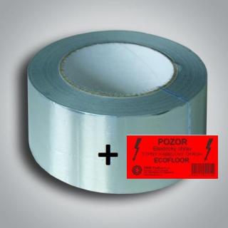 Samolepící hliníková páska 50mm x 50m s výstražným štítkem