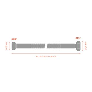 Nerezová flexi hadice k WC MERABELL Aqua G3/8” – G1/2” 50 cm obr.4