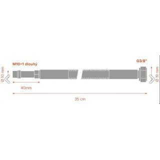 Nerezov&aacute; hadice k baterii MERABELL Aqua Profi G3/8&rdquo; &ndash; M10x1 L 35 cm (vodovodn&iacute; baterie) obr.5