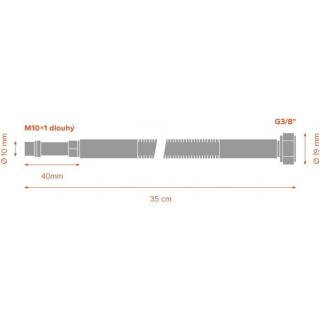 Nerezové hadice k baterii MERABELL Aqua  G3/8” – M10x1 L 35 cm - sada obr.2