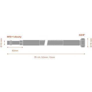 Nerezové hadice k baterii MERABELL Aqua  G3/8” – M10x1 L 70 cm - sada obr.2